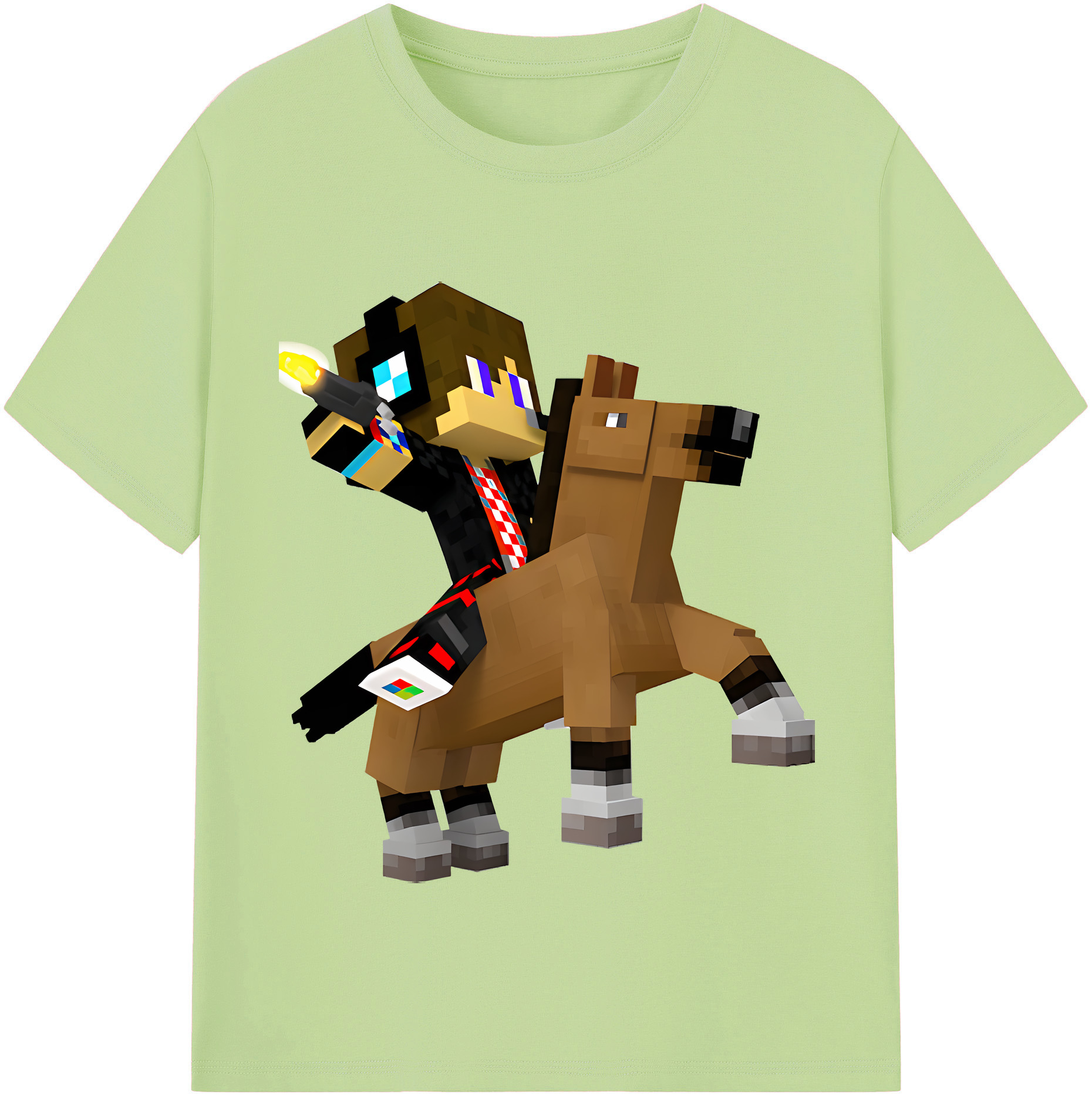 （画像用） マインクラフト ブロックの世界 Minecraft MC Block world 綿100％半袖Tシャツ（フロントプリント）